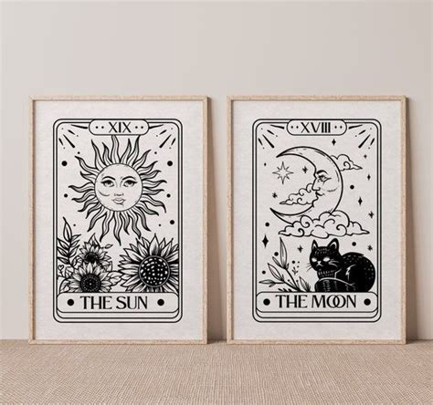 The Sun and the Moon Tarot Print Set of 2 Boho Wall Art - Etsy in 2022 ...