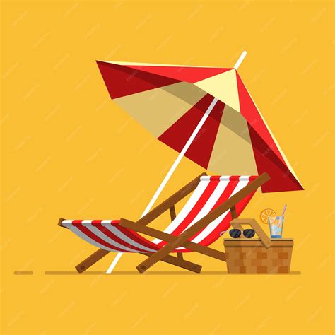 Premium Vector | Vacation travel vacation beach umbrella beach chair