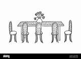 Dining Table And Chairs doodle Stock Vector Image & Art  Alamy sketch template
