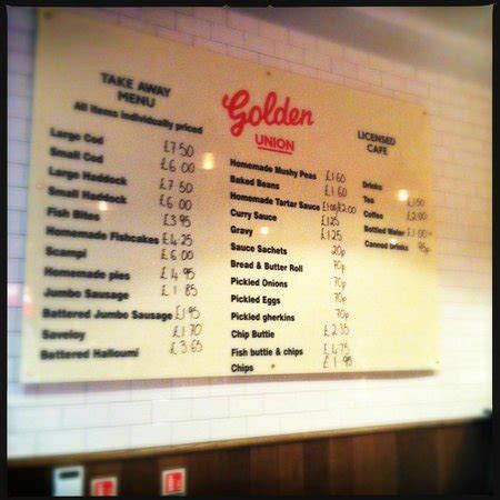 Menu - Picture of Golden Union Fish Bar, London - TripAdvisor