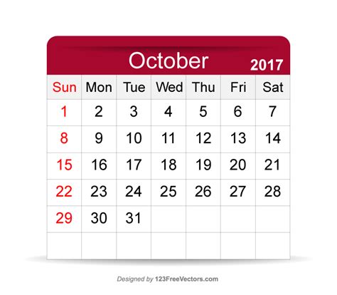 Printable Calendar October 2017 by 123freevectors on DeviantArt