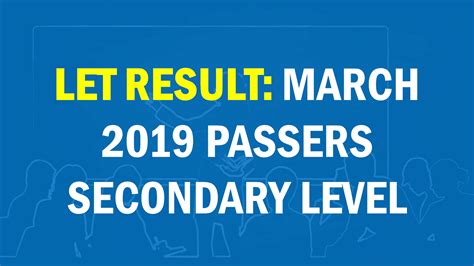 S-Z LET RESULT: March 2019 Secondary Passers