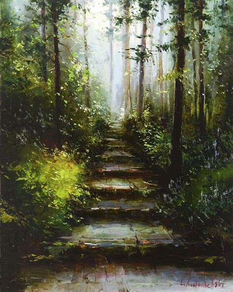 enchanting and wild Forest Painting, Oil Painting Landscape, Landscape Trees, Landscape Artwork ...