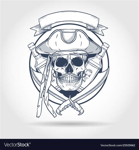 Sketch pirate skull Royalty Free Vector Image - VectorStock