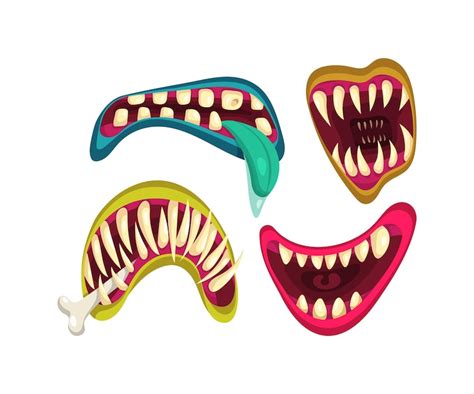 Premium Vector | Monster mouth set