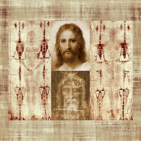 Jesus Christ Shroud of Turin Holy Face Burial by Mixed Media Art