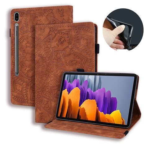 Galaxy Tab S7 Case, Dteck Muilt-angle Standing Embossed PU Leather Folio Flip Stand Case with ...