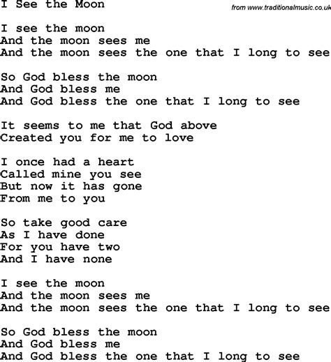 Christian Childrens Song: I See The Moon Lyrics