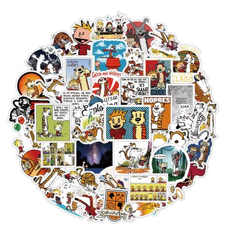 Buy 50Pcs Calvin and Hobbes Stickers Pack , Funny Cartoon Vinyl ...