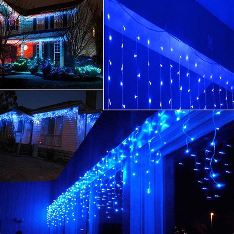 US Blue 10~100FT 96~960 LED Fairy String Icicle Curtain Light Outdoor Christmas Lamps, Lighting ...