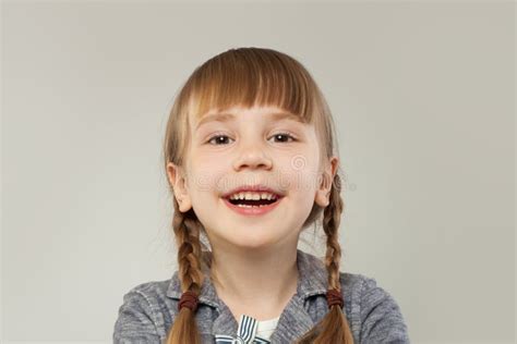 Happy Girl Face Close Up Portrait. Kid on White Background Stock Image - Image of childhood ...