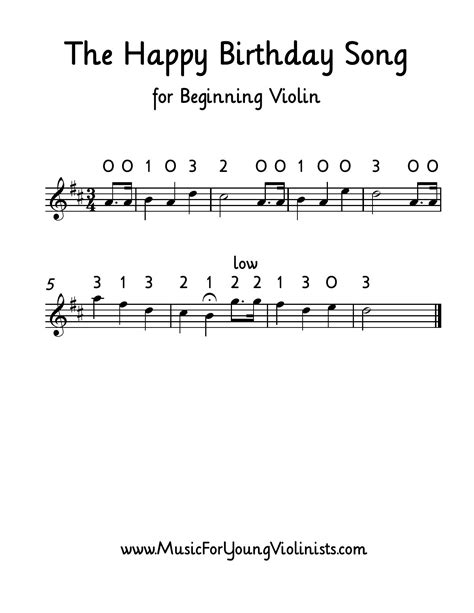 Happy Birthday On The Violin Sheet Music