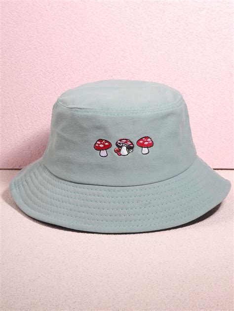 Mint Blue Cotton Cartoon,Fruit&Vegetable Bucket Hat Embellished Spring/Fall Women Accessories ...