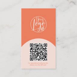 Modern arch makeup coral photo qr code logo business card | Zazzle