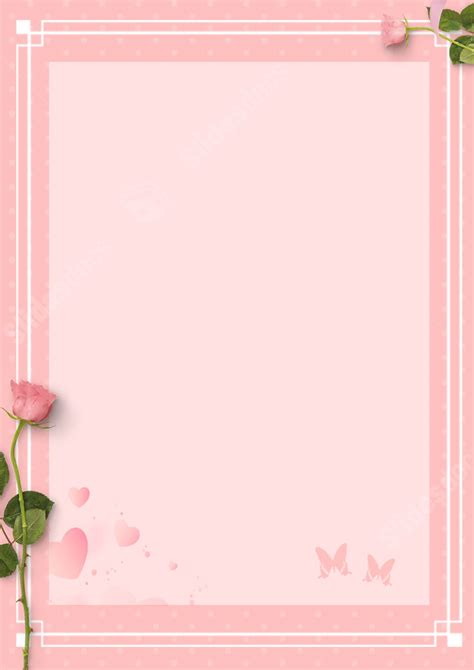 Design 520 Pink Rose Petal Frame Page Border Background Word Template ...