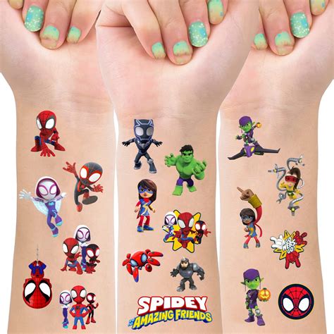 Buy 8 Sheets Spidey and His Amazing Friends Temporary Tattoos, Spidey ...