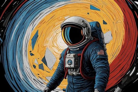 Premium AI Image | Retro poster astronaut on space background