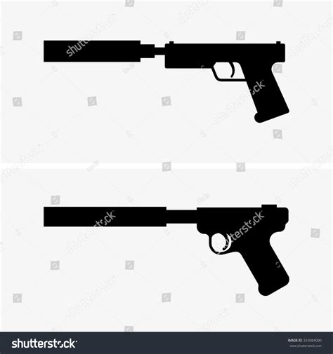 Pistol With Silencer Stock Vector Illustration 323084090 : Shutterstock