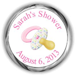 Pink Pacifier Personalized Baby Shower HERSHEY'S Kisses Stickers | Baby shower kisses, Baby ...