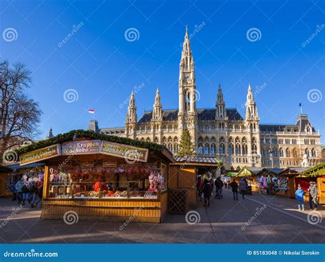 Christmas Market Near City Hall in Vienna Austria Editorial Stock Photo ...