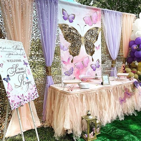 Butterfly Baby Shower Backdrop - Step & Repeat - Designed, Printed & S ...