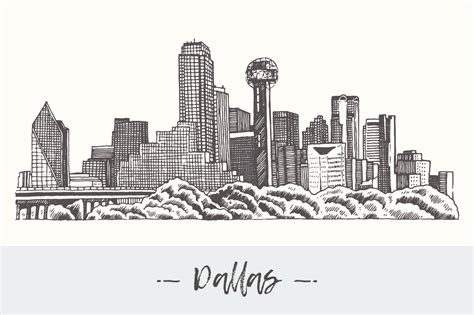 Dallas skyline, USA ~ Illustrations ~ Creative Market