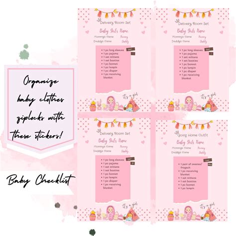 Baby Girl Pink Editable Hospital Documents Sticker Labels - Etsy