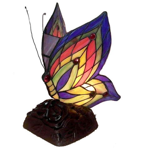 Warehouse of Tiffany 10 in. Butterfly Brown/Multicolored Accent Lamp-TN09218D213 - The Home Depot