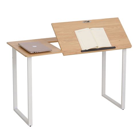 HomCom Writing Office Desk Workstation with Small Adjustable Angle ...