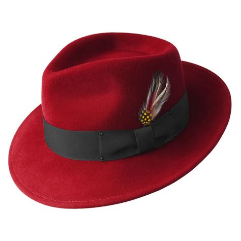 Red men's wool fedora winter hat from Bailey, perfect for a Carmen San Diego tribute | Bailey of ...