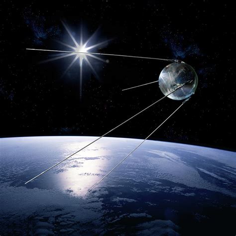 Sputnik 1 Satellite in Orbit Digital Art by Erik Simonsen