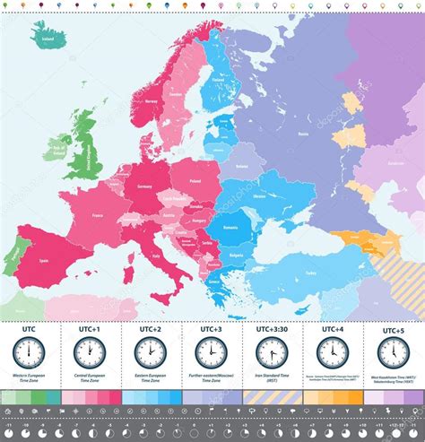 Time Zones Of Europe Europe Map Vector 108767 Vector Art At Vecteezy | Images and Photos finder