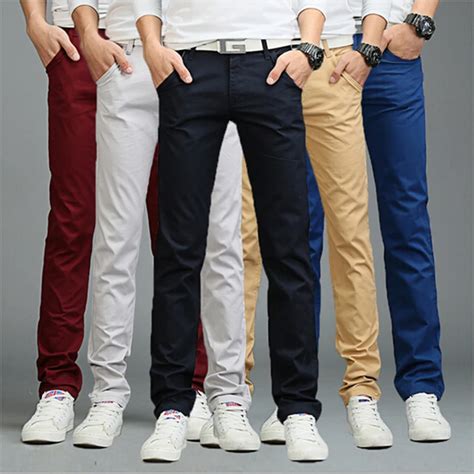 Business Casual Style Pants 9 Colors Spring Summer winter Men Cotton Slim Straight Trousers ...