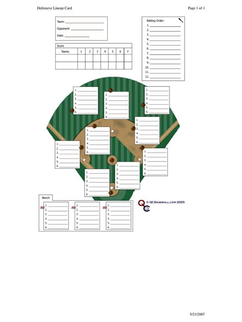 Baseball Lineup Template - Fill Online, Printable, Fillable, Blank ...