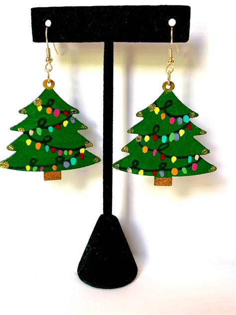 String Light Christmas Tree Earrings - Etsy UK