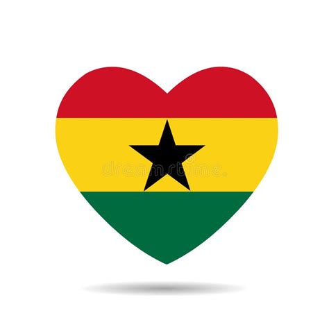 I Love Ghana, Ghana Flag Heart Vector Illustration Isolated on White ...