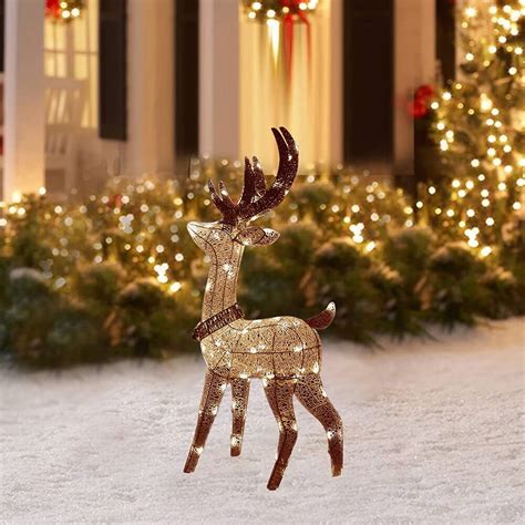 SuoKom 12 inch Christmas Deer Light Decor, Glittering Deer with Strip ...