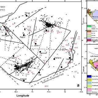 (a) Seismotectonic map of Saurashtra region (India) showing earthquakes... | Download Scientific ...