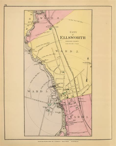 City of Ellsworth 43, Maine 1894 Old Map Reprint - Stuart State Atlas - OLD MAPS