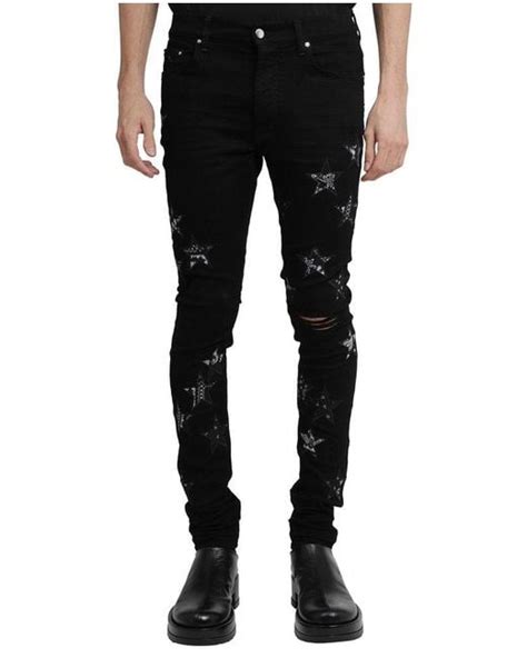 Amiri Denim Star-patch Ripped-detailed Skinny Jeans in Black for Men | Lyst