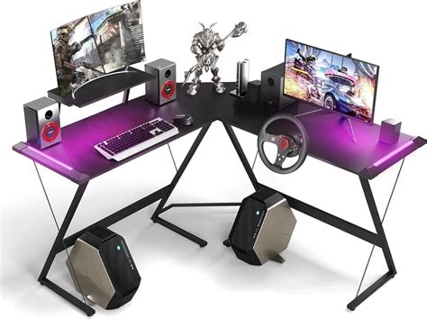 Gaming Desk with led Light,L Shaped Gaming Desk,Computer Desk,Gaming ...