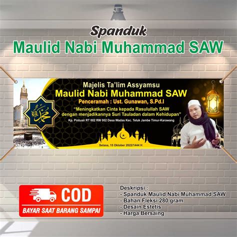 Jual spanduk banner backdrop maulid maulud muludan Nabi Muhammad SAW ...