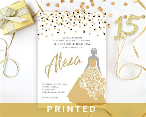 Quinceanera Invitation Gold Quince Invitations Discount - Etsy