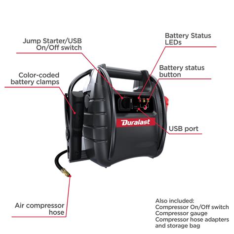 Duralast 1000 Amp Portable Battery Jump Starter with Compressor