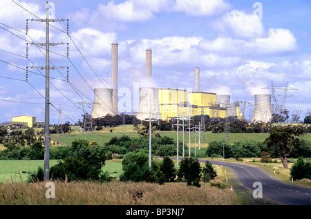 Loy Yang brown coal power station at night, located in the Latrobe Valley Victoria Australia ...