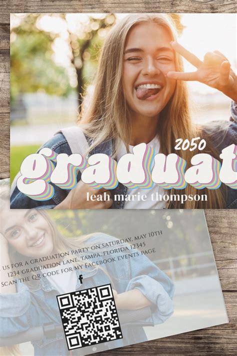 Graduate Typography Photo QR Code Social Media Invitation | Zazzle in 2023 | Retro graduation ...