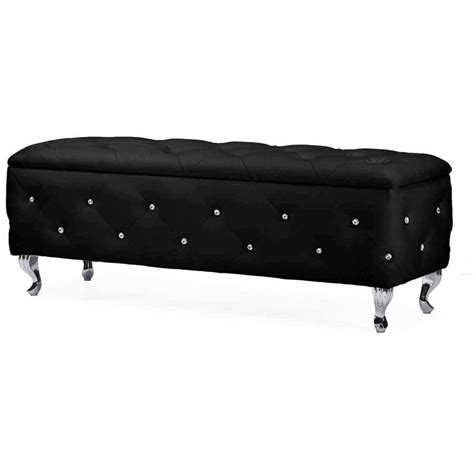 Seine Black Leather Contemporary Storage Ottoman - Walmart.com