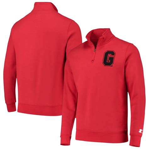 Men's Starter Red Georgia Bulldogs Heisman Quarter-Zip Pullover Jacket