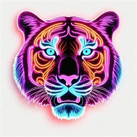 Premium Photo | Neon animal face outline illustration on white background
