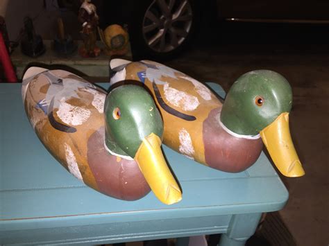 Vintage Wood Duck Decoys I believe?? Appears to be mallards I think ...